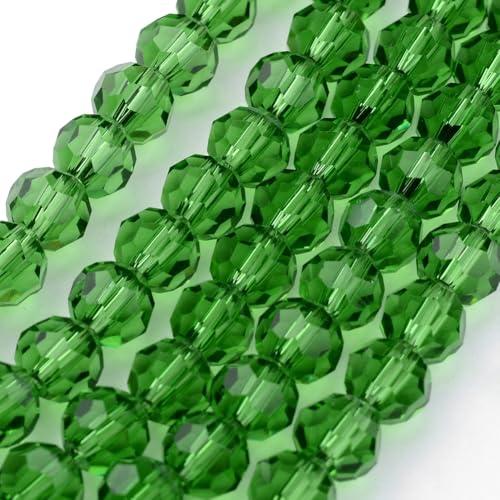 Perlin Czech Bohemian Crystal Glass Beads Faceted Round 4mm 90 Pieces Loose Spacer 1 Strand Beads for DIY Jewelry Earrings Necklace Bracelet Making (Green) - color: Green