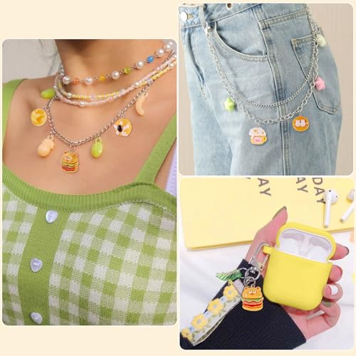 Craftdady Resin Plastic Miniature Food Snack Pendants Charms Ice Drink Juice Pendants Cute Bottle Fruit Keychain Charms Hang Ornament for DIY Craft Earring Bracelet Necklace Jewelry Making - color: Mixed Color Mixed Food Bread