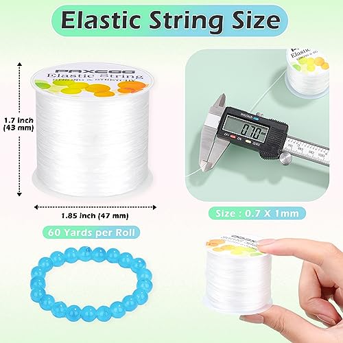PAXCOO 2 Rolls Elastic String for Bracelets, Stretch Magic Elastic String Bead Cord Jewelry Thread for Bracelet, Necklaces, Clay Beads, Pony Beads (White) - size: 2 Pack