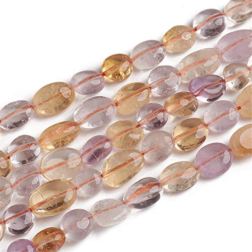 Craftdady 33Pcs Faceted Oval Natural Amethyst Citrine Stone Beads Mixed Teardrop Gemstone Loose Beads Energy Healing Crystal Stone 10-15x7.5-11.5mm for Jewelry Necklace Bracelet Earring Making - color: Amethyst & Citrine