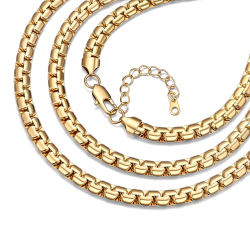 Bestyle 18K Gold Plated/Silver/Black Chain for Men, Hypoallergenic 2/4/6/8mm Stainless Steel Flat Link Chain Necklace for Men & Women Hip Hop Jewelry, 14-30" - color: 8mm-Gold, size: 14 Inch