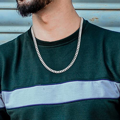 OCHCOH 925 Sterling Silver Clasp 3mm3.5mm4mm5mm7mm Cuban Link Chain Necklace for Men Diamond Cut Silver Chain Necklace for Women 16 18 20 22 24 26 28 30 Inch - size: 28 Inch, style: 7mm