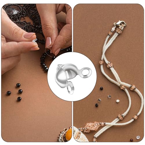 500Pcs Metal Bead Tips Knot Covers, Crimp Beads for Jewelry Making, Knot Covers Bead Tip Knot Covers Crimp Bead Covers, Ends Knot Covers for DIY Bracelet Jewelry Making(Silver)