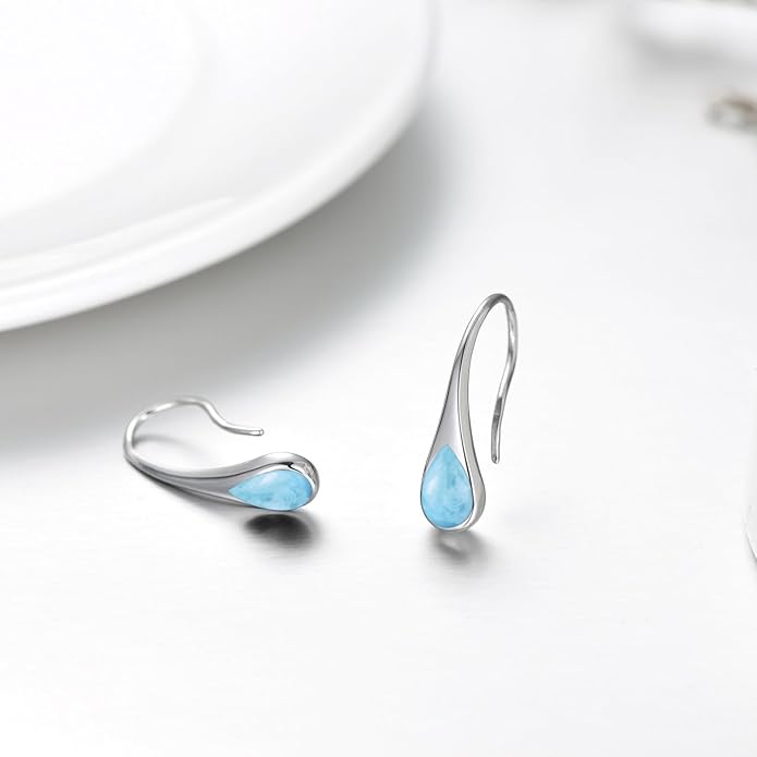 925 Sterling Silver Small Pear-Shaped Modern Style Hook Earrings with Crystals from Austria