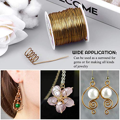anezus 20 Gauge Jewelry Wire, 28 Yards Craft Wire Tarnish Resistant Copper Beading Wire for Jewelry Making Supplies and Crafting(Antique Bronze) - color: Antique Bronze