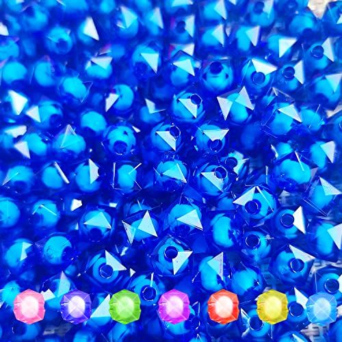 Cube 400pcs Faceted Square Transparent 8mm Glass Beads Crystal Spacer Beads, Round Beads Inside for Jewelry Making (Deepblue) - color: DeepBlue