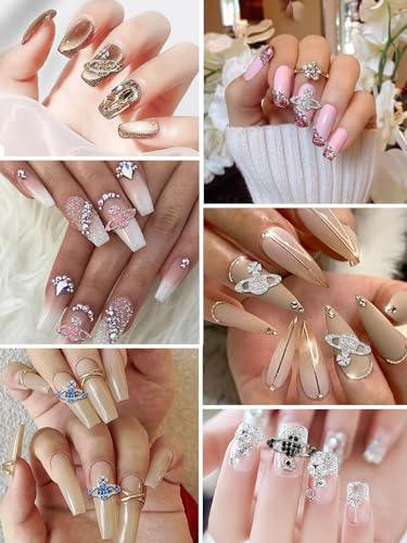 24Pcs Planet Nail Charms, CYHYII 3D Y2K Saturn Nail Art Charms Exquisite Rhinestones Gems Diamond Nail Accessories for Women Girls Nail Art Design DIY Craft Crystals Jewelry(6 Colors) - color: Planet Rhinestones Nail Charms