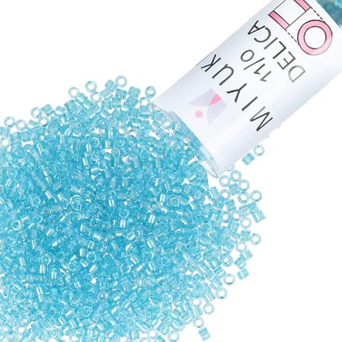 Miyuki Delica Seed Beads – Size 11/0 (1.6 mm), DB2382, Fancy Lined Aqua, 7.2 g, Approx. 1440 Beads, Made in Japan - color: DB2382 - Fancy Lined Aqua