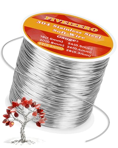 FIVEIZERO 22 Gauge 304 Stainless Steel Wire for Jewelry Making,76yd Stainless Steel Jewelry Wires Thin Metal Craft Wire for Necklace,Bracelet,Earring,Bead Stringing,DIY,Floral and Home Crafts - size: 22 Gauge