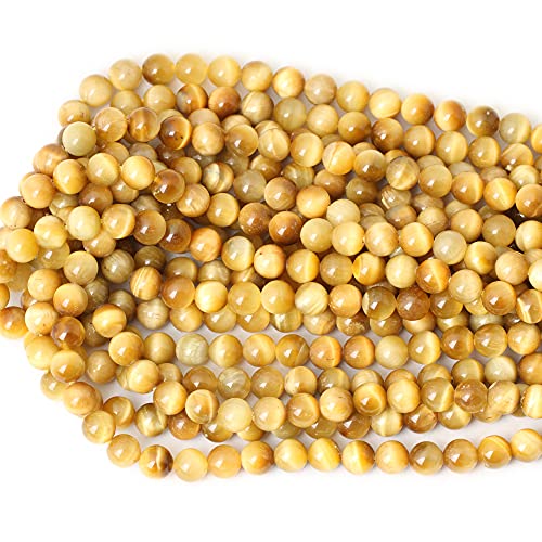 45PCS 8mm Natural Golden Tiger Eye Stone Round Loose Beads for Jewelry Making DIY Bracelet Necklace Materials 1 Strand 15" - color: Golden Tiger Eye, size: 8mm