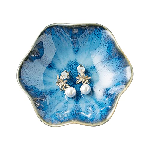 BEUNAIZER Jewelry Dish Tray, Ring Dish, Ceramic Trinket Tray, Key Bowl, Decorative Plate, for Friends Sisters Daughter Mother (Starry Blue) - color: Starry Blue