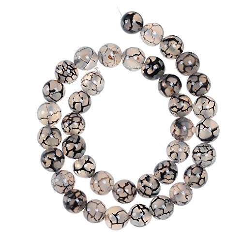 Natural Stone Beads 4mm Black White Dragon Vein Stone Round Loose Beads Crystal Energy Stone Healing Power for Jewelry Making DIY,1 Strand 15" - color: Black White Dragon Vein, size: 4MM