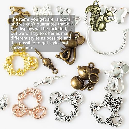 stino 100g Metal Pendant Charms for Jewelry Making, Bulk Silver & Gold Plated Charms for Braclet Necklace Crafts, Animal Plant Flower Pet and so on - color: Mouse Silver & Gold