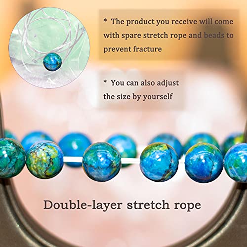 8mm Natural Gemstone Stretch Bracelet, Handmade Unisex Crystal Bracelets for Meditation, Yoga, Spiritual Healing & Positive Energy - color: Azurite