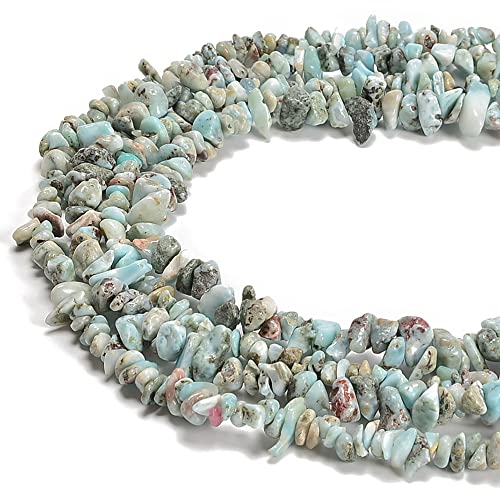 5-8mm Natural Larimar Gemstone Chips Loose Beads Semi Precious for Jewelry Making DIY Handmade Craft Supplies 1 Strand per Bag Approxi 34" - color: Larimar Chips