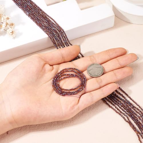 FASHEWELRY 10 Strands Briolette Crystal Glass Beads 2mm Rondelle Faceted Glass Spacer Beads Full Rainbow Plated for Necklace Bracelet Jewelry Making (Dark Slate Blue) - color: Dark Slate Blue, size: 2mm