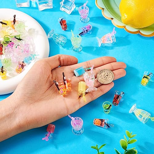 Craftdady Resin Plastic Miniature Food Snack Pendants Charms Ice Drink Juice Pendants Cute Bottle Fruit Keychain Charms Hang Ornament for DIY Craft Earring Bracelet Necklace Jewelry Making - color: Mixed Color Ice Drink Juice