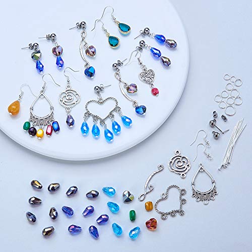 SUNNYCLUE 1 Box DIY 10 Pairs Chandelier Earrings Jewelry Making Starter Kit Chandelier Components Connector Charm Pendants, Shell Heart Beads, Earring Hooks Jewelry Findings for Adults Instruction - color: Chandelier Charms Earring Making Kit