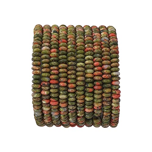 BEADIA Natural Unakite Disk Stone Beads 4x2mm 160pcs Rondelle Loose Semi Gemstone Beads for Jewelry Making Design - color: Unakite