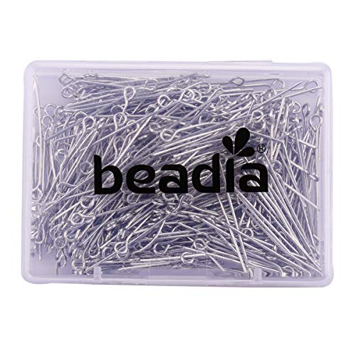 BEADIA Open Eye Pins Platinum Head Pins for DIY Jewelry Making 30mm 300pcs - color: Platinum, size: 30mm