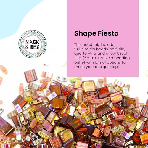 Mack and Rex Tila Bead Mixes (Autumn Rush) – Full-Size, Half-Tila, Quarter-Tila, and Czech Tiles – Variety Pack with 5mm Tila Beads & 6mm Czech Tiles – Ideal for Jewelry Making - color: Autumn Rush, size: 25 Gram Bag