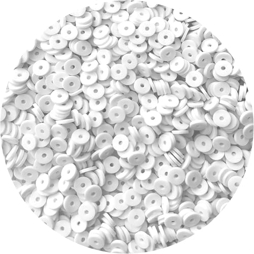 Clay Beads, 2000Pcs White Clay Heishi Beads for Bracelets Making, Flat Round Polymer Heishi Beads for DIY Jewelry Making - color: 2000pcs White