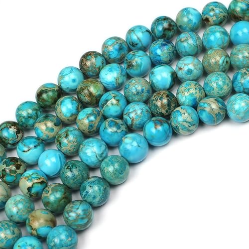 MJDCB 12mm Light Blue Imperial Jasper Gemstone Beads Round Loose Stone Bead for Jewelry Making Bracelets Necklaces - color: Light Blue Imperial Jasper, size: 12mm