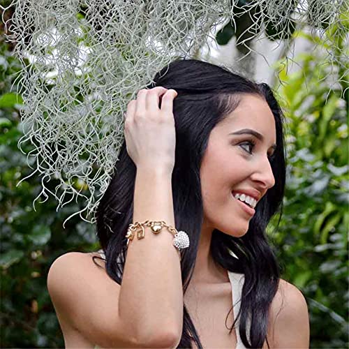 SILANER Gold Chain Link Bracelet - 7"+ 2" Extender 14K Gold Plated Love Locked Bracelets for Women, with Crystal, Love Heart,Key, Lock, Charm Bracelet - color: Multicolor Crystal Love Locked Gold Charm
