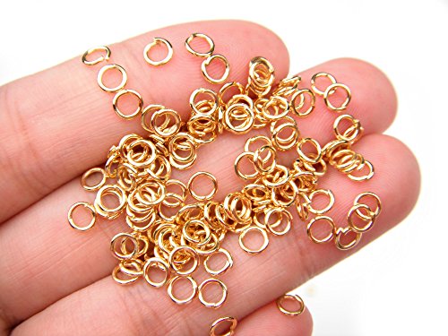 ALL in ONE 15 Gram/300pcs 4mm Gold Plated Open Jump Ring with 5 Gram Storage Box - color: Gold, size: 4mm