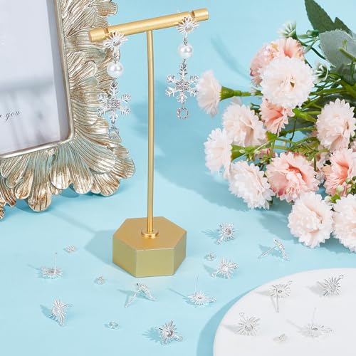 Beebeecraft 1 Box 10Pcs Sun Post Earring Sterling Silver Cubic Zirconia Stud Earring Findings with Horizontal Loops and Butterfly Earring Backs for DIY Earring Jewelry Making - color: Silver Sun Earring