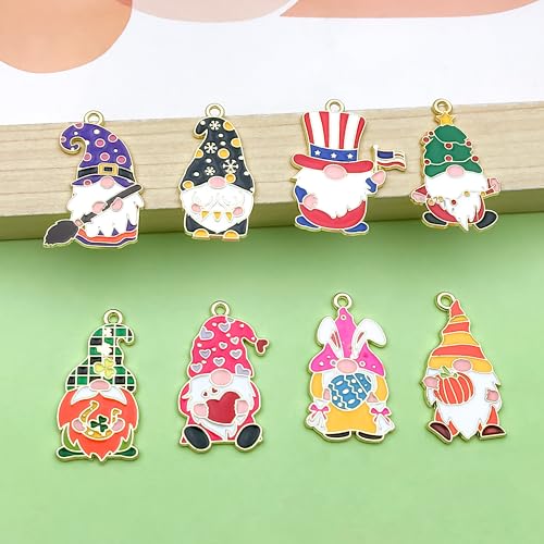 16pcs Alloy enamel traditional festival Easter Christmas dwarf set pumpkin heart-shaped clover Pendant Jewelry Making DIY Keychain Earrings Pendant Various Design Charms for Jewelry Making Bracelets Necklace (SN1070) - color: SN1070