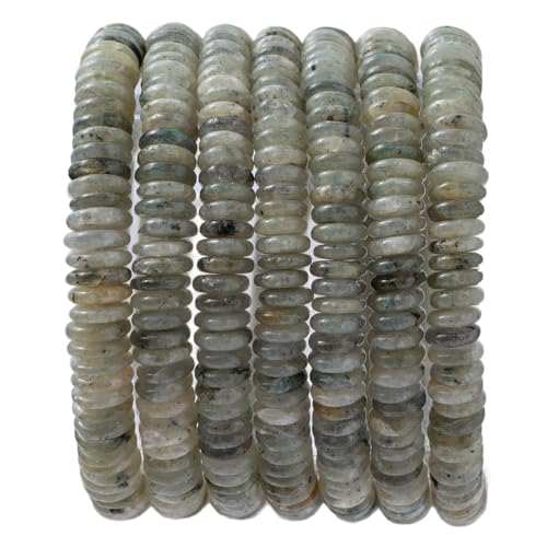 Natural Spectrolite Disk Stone Spacer Beads 6x2mm 38cm/str Flat Rondelle Loose Semi Gemstone Caps for Making Bracelets Necklace - color: Spectrolite