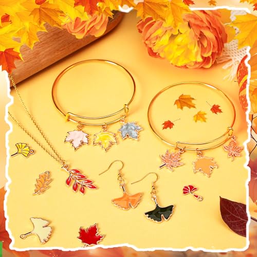 MARFOREVER Maple Leaf Charm, 120Pcs Fall Leaf Charms for Jewelry Making, Thanksgiving Day Charms Autumn Enamel Pendant for DIY Bracelet Necklace Earrings Crafts Gifts for Women Girls - style: Maple Leaf