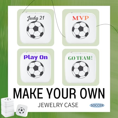 12-Pack Soccer Portable Jewelry Box for Team Travel White Sport Jewelry Case Bulk Gifts for Soccer Team Athletes & Sports Enthusiasts Christmas Events & Milestones - style: Square Soccer