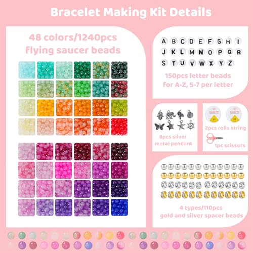 1500 Pieces 5 * 8mm Abacus Glass Beads for Jewelry Making,48 Colors Special Glass Beads Friendship Beads for Bracelet Necklaces Making and DIY Crafts,Great Gifts for 6-Year-Old Girls