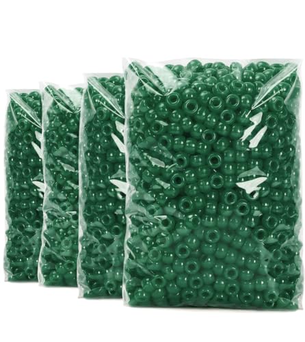 Praisebank 4000pcs Dark Green Pony Beads for Jewelry Making, Crafts, Hair Braids - color: Dark Green