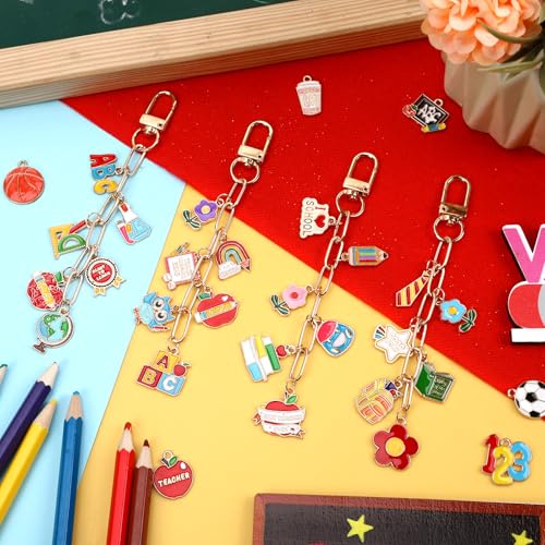 AUGSUN 189 Pcs Teacher Keychain Making Kit Teacher Keychain Craft Supply Kit Teacher Appreciation Gift Teacher’s Day Accessories for Back to School Graduation Thank You Gifts - style: Teacher