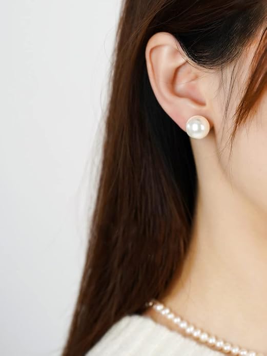 Pearl Clip on Earrings for Women Drop Clip Earrings for Women Gold Plated White Imitation Pearl Earrings Fashion