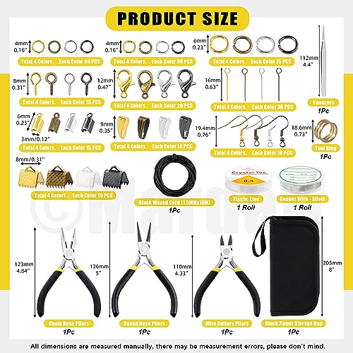 Mardatt Jewelry Making Supplies Kit: 1468Pcs Including Pliers, Wires, Jump Ring Opener, Tweezers & Accessories for Jewelry Making & Repair - size: No.7-1468Pcs