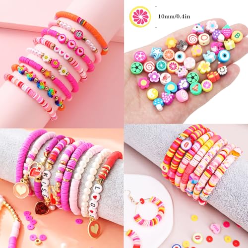 1480pcs Valentine's Day Polymer Clay Beads Charms Friendship Bracelet Necklace Earring Jewelry Making kit, Accessories for Arts Crafts DIY Birthday Gifts for Women Girls Children - color: C5#Valentine