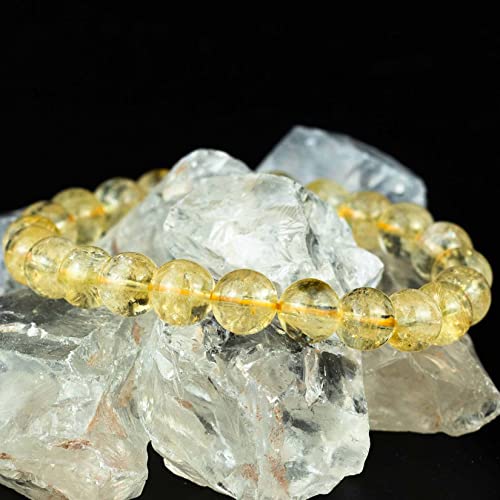 8mm Natural Gemstone Stretch Bracelet, Handmade Unisex Crystal Bracelets for Meditation, Yoga, Spiritual Healing & Positive Energy - color: Citrine