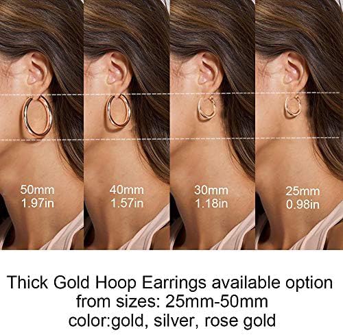 sovesi Chunky Gold Hoop Earrings for Women with 925 Sterling Silver Post, 14K Gold Plated Small Thick Gold Hoops Earrings for Women