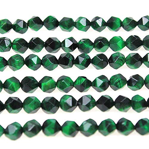 MJDCB Best Sellers Natural Stone Beads Faceted Polygon Green Tiger Eye Crystal Energy Stone Healing Power for Jewelry Making(8mm) - color: Green Tiger Eye