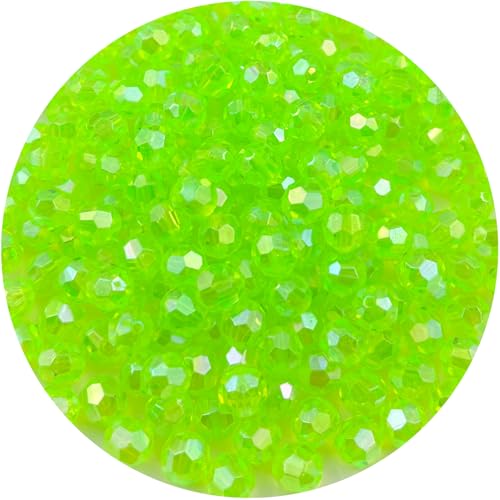 1000 Pcs 6MM Round Faceted Acrylic Beads AB Color Transparent Crystal Acrylic Beads Round Bicone Beads for Jewelry Making, Bracelets Necklaces Earrings Wind (131- Fluorescent Green AB) - color: 131- fluorescent green AB, size: 6MM