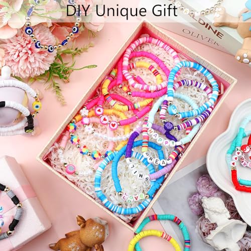 1480pcs Valentine's Day Polymer Clay Beads Charms Friendship Bracelet Necklace Earring Jewelry Making kit, Accessories for Arts Crafts DIY Birthday Gifts for Women Girls Children - color: C5#Valentine