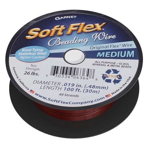 Soft Flex 49 Strand Beading Wire - Medium 0.19 Diameter - 100 Feet Nylon Design Wire - style: Garnet