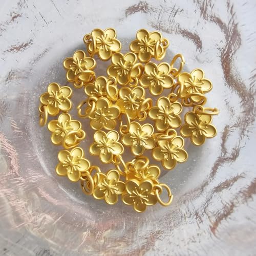 Xeahung 20 Pcs Double Sided Flower Charms Bulk for Jewelry Making Gold Flower Pendant for Bracelet Necklace Earrings Keychain DIY Crafts Crafting Christmas Birthday Gifts - color: Gold