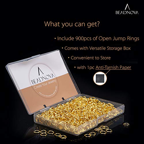 BEADNOVA 8mm Open Jump Rings Gold Jump Rings for Jewelry Making and Keychains (900Pcs) - color: 900pcs, size: 8mm