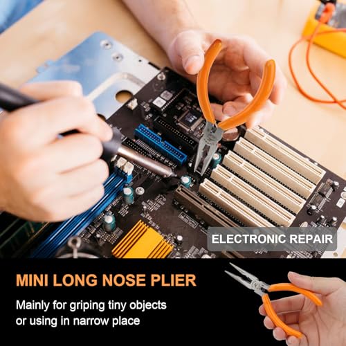 Rongon 5" 5 PCS Needle Nose Pliers for Jewelry Making, 5Pcs Small Needle Nose Pliers Set High Carbon Steel, Mini Long Nose Pliers with Wire Cutter for Home, Fishing, Jewelry, Crafts（5Pcs） - size: 5Pcs