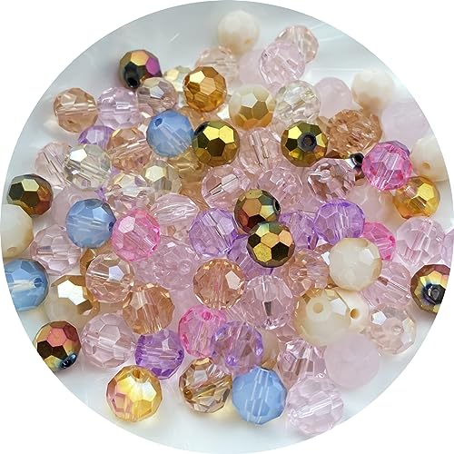 200pcs 6mm Round Crystal Glass Beads Round Faceted Spacer Beads for Jewelry Making Bracelet Earring Necklace Wind Chimes Suncatchers DIY Craft Making Supplies(Pink Series) - color: Pink Series, size: 6mm